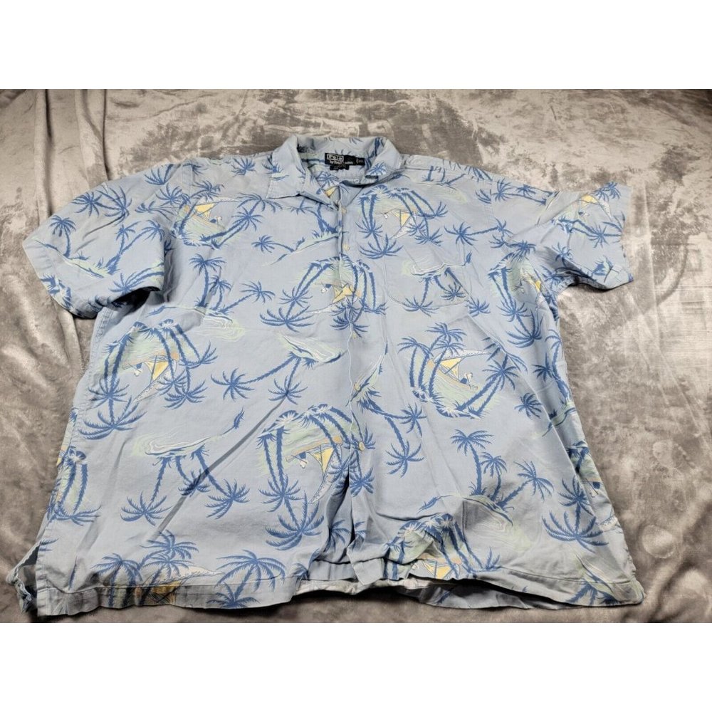 Polo Ralph Lauren Clayton Mens 2XL Blue Short Sleeve Hawaiian Button Down Shirt